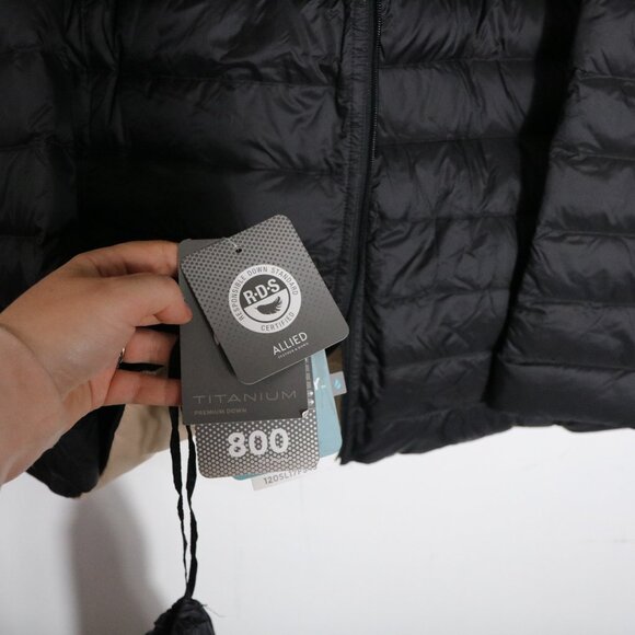 Lands End Reversible Puffer Coat Womens 3X 800 Fill Down Black Beige Neutral - Picture 4 of 8